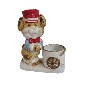 VINTAGE 1978 Jasco Porcelain Mouse Circus Ringleader Tea Candle Holder Bowtie